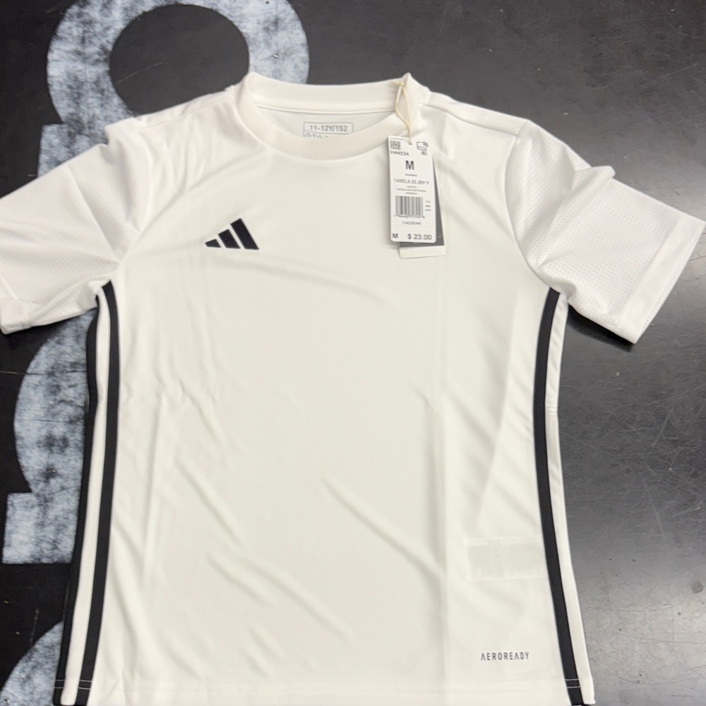Adidas Aeroready White Tee with Black Accents